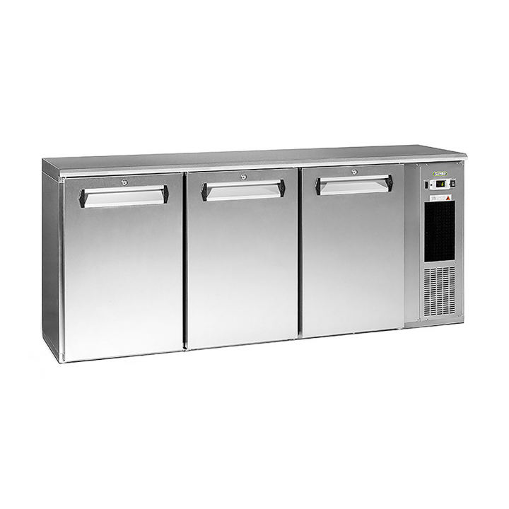 Arrière bar réfrigéré 537 L, 3 portes inox, Ecoline