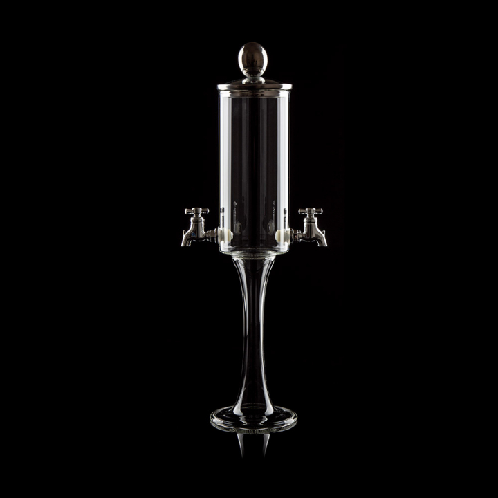 Fontaine à Absinthe H 40 cm en verre soufflé 600 ml "Nepeta trio", 2 robinets