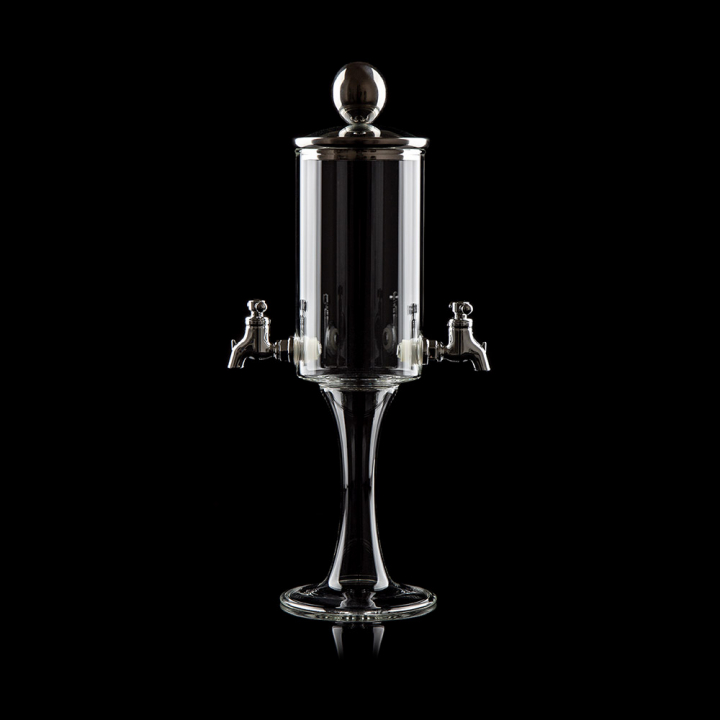 Fontaine à Absinthe H 32 cm en verre soufflé 400 ml "Sylibum trio", 2 robinets