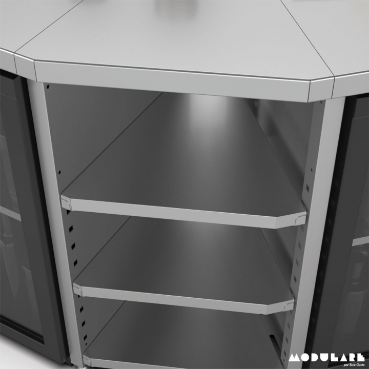 Étagère pour poste de travail à angle ouvert 45°- MODULARE